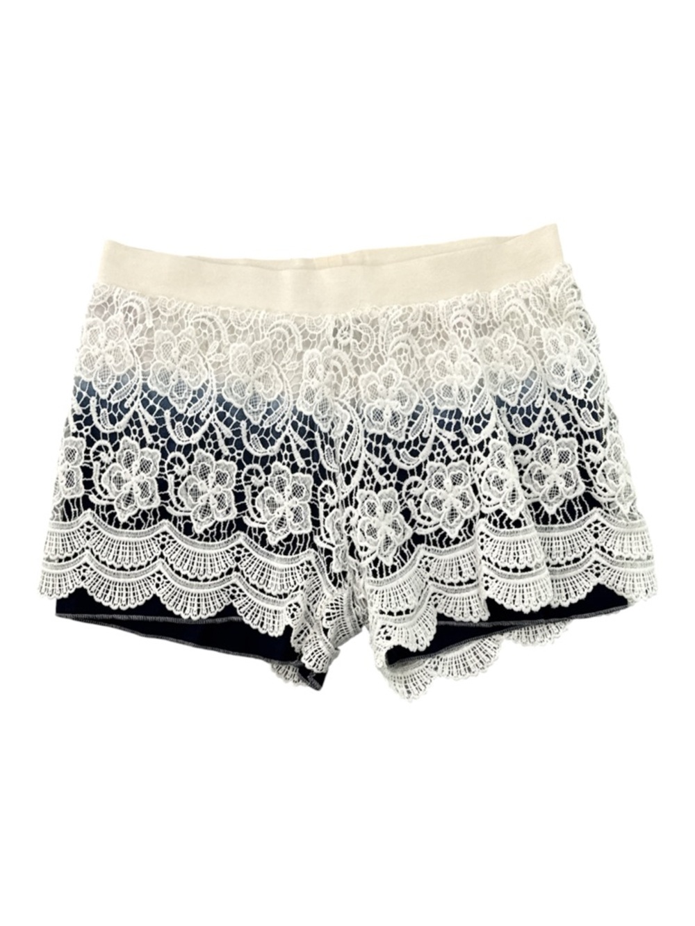 Riley James Lace Ombre Shorts White Crochet Lined Large - Picture 2 of 10